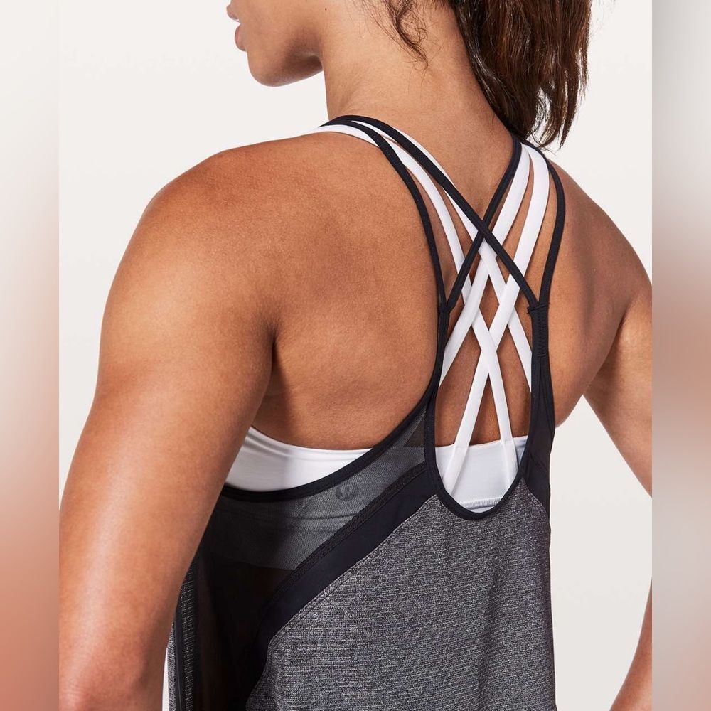 EUC Lululemon Run Off Route Tank in Heathered Black / Black SIZE ESTIMATED